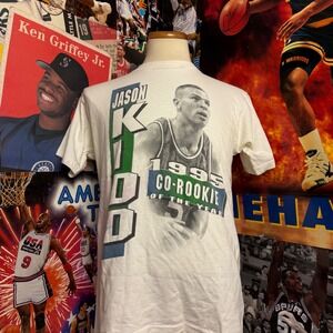 Vintage Dallas Mavericks Jason Kidd 1995 Co Rookie of the Year T Shirt Sz Medium